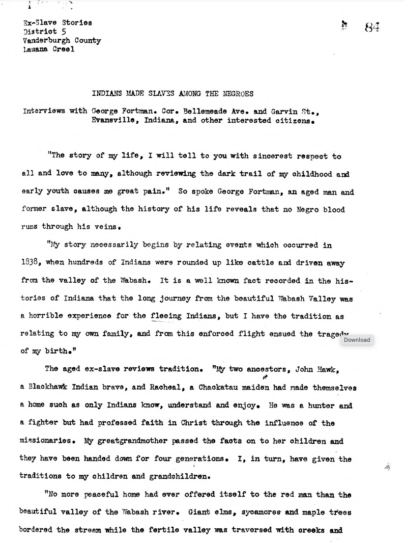First page of printed text of George Fortman's narrative.